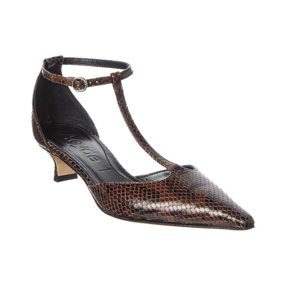 Aeyde Liz Snake-Embossed Pump, Brown